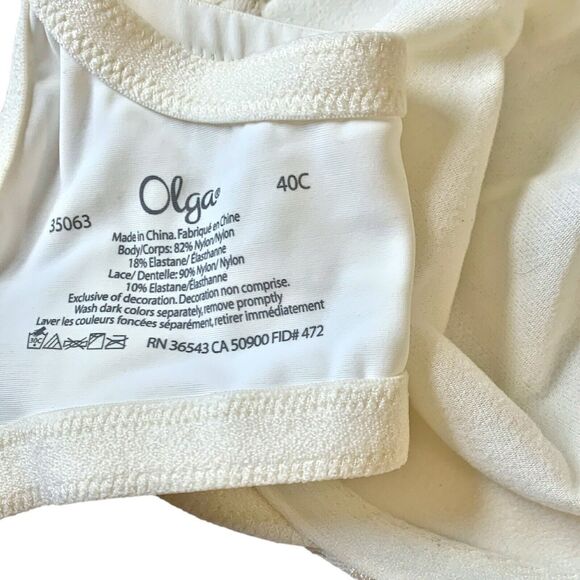 Olga Luxury Lift Underwire Lace Bra 35063 40C NWT Butterscotch Ivory Cream Beige - Picture 7 of 9